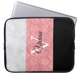 Ruddy Pink Batik und Grau Wasserfarbe Mit Monogram Laptopschutzhülle