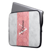 Ruddy Pink Batik und Grau Wasserfarbe Mit Monogram Laptopschutzhülle (Vorderseite Links)