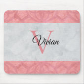 Ruddy Pink Batik und Grau Wasserfarbe Mit Monogram Mousepad (Vorne)