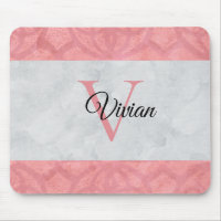 Ruddy Pink Batik und Grau Wasserfarbe Mit Monogram
