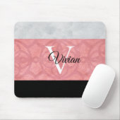 Ruddy Pink Batik und Grau Wasserfarbe Mit Monogram Mousepad (Mit Mouse)