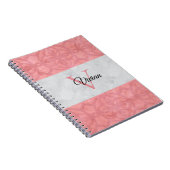 Ruddy Pink Batik und Grau Wasserfarbe Mit Monogram Notizblock (Rechte Seite)