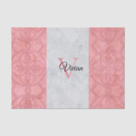 Ruddy Pink Batik und Grau Wasserfarbe Mit Monogram Seidenpapier