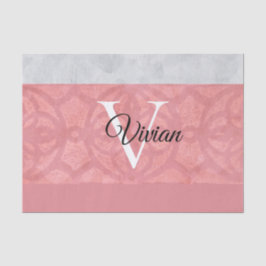 Ruddy Pink Batik und Grau Wasserfarbe Mit Monogram Seidenpapier