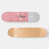 Ruddy Pink Batik und Grau Wasserfarbe Mit Monogram Skateboard (Horizontal)