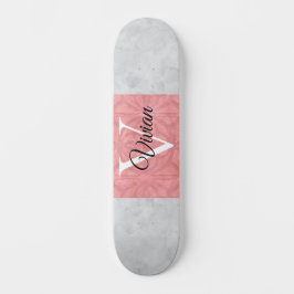 Ruddy Pink Batik und Grau Wasserfarbe Mit Monogram Skateboard