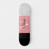 Ruddy Pink Batik und Grau Wasserfarbe Mit Monogram Skateboard (Vorderseite)