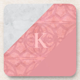 Ruddy Pink Batik und Graufarbenbrief Getränkeuntersetzer