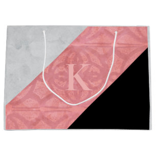 Ruddy Pink Batik und Graufarbenbrief Große Geschenktüte