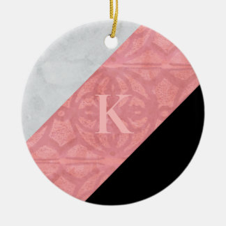 Ruddy Pink Batik und Graufarbenbrief Keramik Ornament