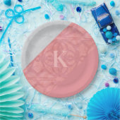 Ruddy Pink Batik und Graufarbenbrief Pappteller (Party)