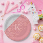 Ruddy Pink Batik und Graufarbenbrief Pappteller (Party)