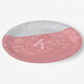 Ruddy Pink Batik und Graufarbenbrief Pappteller (Schrägansicht)