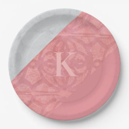 Ruddy Pink Batik und Graufarbenbrief Pappteller