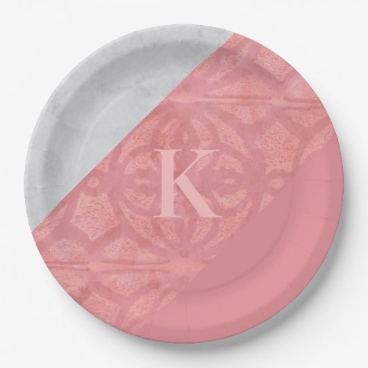 Ruddy Pink Batik und Graufarbenbrief Pappteller (Vorderseite)