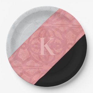 Ruddy Pink Batik und Graufarbenbrief Pappteller