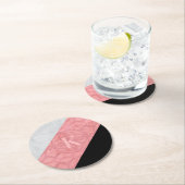 Ruddy Pink Batik und Graufarbenbrief Runder Pappuntersetzer (Vor Ort)