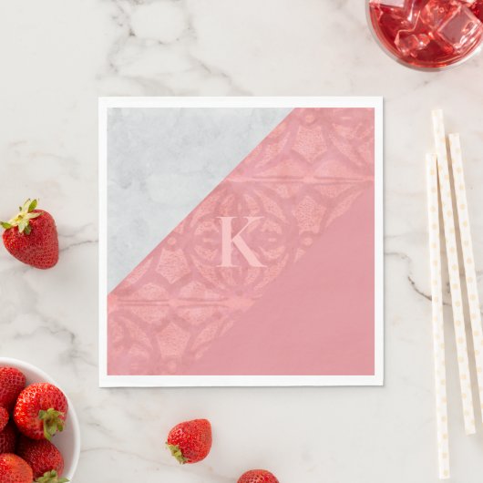 Ruddy Pink Batik und Graufarbenbrief Serviette (Beispiel)