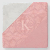 Ruddy Pink Batik und Graufarbenbrief Steinuntersetzer (Vorderseite)