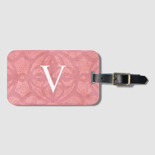 Ruddy Pink Mit Monogramm Watercolor Gepäckanhänger
