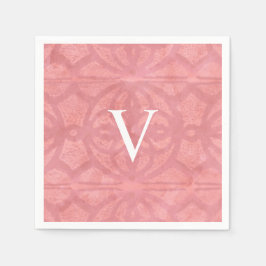 Ruddy Pink Mit Monogramm Watercolor Serviette