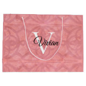 Ruddy Pink Watercolor Monogram Name Große Geschenktüte (Rückseite)