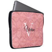 Ruddy Pink Watercolor Monogram Name Laptopschutzhülle (Vorne Rechts)
