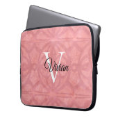 Ruddy Pink Watercolor Monogram Name Laptopschutzhülle (Vorderseite Links)