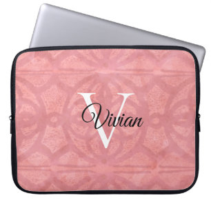 Ruddy Pink Watercolor Monogram Name Laptopschutzhülle