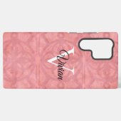 Ruddy Pink Watercolor Monogram Name Samsung Galaxy Hülle (Rückseite (Horizontal))