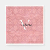 Ruddy Pink Watercolor Monogram Name Serviette (Vorderseite)