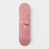 Ruddy Pink Watercolor Monogram Name Skateboard (Vorderseite)