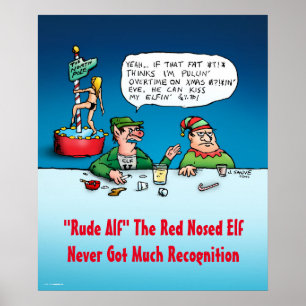 Rude Alf der Elf Funny Cartoon Weihnachts-Poster Poster
