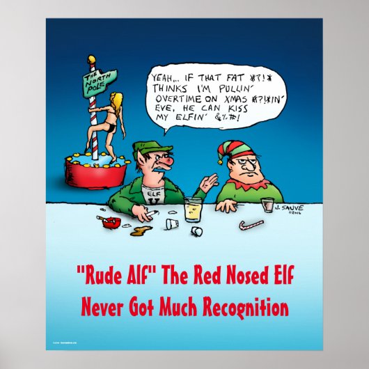 Rude Alf der Elf Funny Cartoon Weihnachts-Poster Poster (Vorne)