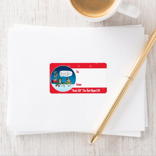 Rude Alf, der Red Nosed Elf Custom Gift Labels Adressaufkleber (Insitu)
