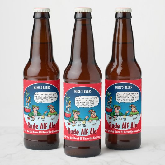 RUDE ALF - Funny Custom Winter Beer Labels Bierflaschenetikett (Flaschen)