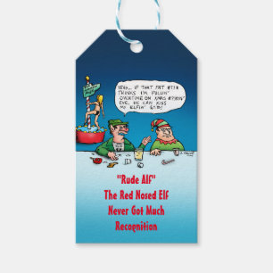 Rude Alf - Funny Elf Cartoon - Geschenketags Geschenkanhänger