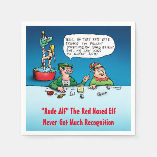 Rude Alf Funny Elf Weihnachtsthema Serviette