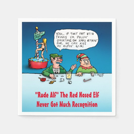 Rude Alf Funny Elf Weihnachtsthema Serviette (Vorderseite)