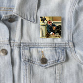 RUDE AWAKENING - Vintage Hundekunst Button (Beispiel)