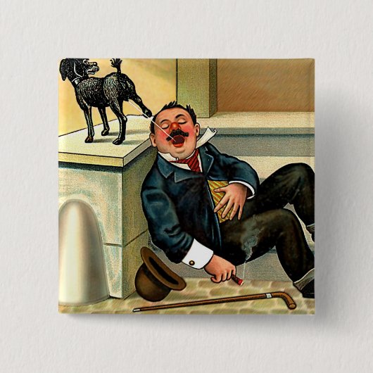 RUDE AWAKENING - Vintage Hundekunst Button (Vorderseite)