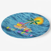 Rüde Küken, niedlich und farbig Pappteller (Schrägansicht)