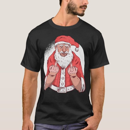RUDE SANTA: F off Middle Finger Funny Chris T-Shirt (Vorderseite)