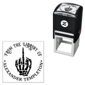 Rude Skeleton Hand Middle Finger Library Book Name Permastempel (Beispiel)