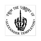 Rude Skeleton Hand Middle Finger Library Book Name Permastempel (Design)