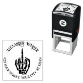 Rude Skeleton Hand Middle Finger Name Address Permastempel (Beispiel)