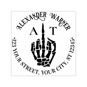 Rude Skeleton Hand Middle Finger Name Inside Adres Permastempel