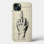 Rude Sketch Blueprint Middle Finger Hand Case-Mate iPhone Hülle (Rückseite)