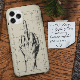 Rude Sketch Blueprint Middle Finger Hand Case-Mate iPhone Hülle