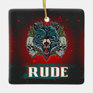 Rudel, Schädel und Bär Keramikornament